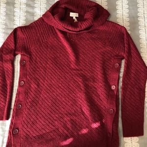 Red Wool Cowl Neck Sweater